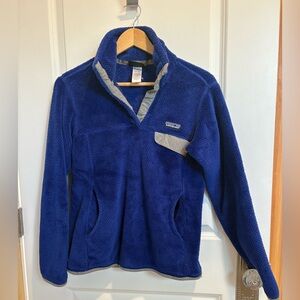 Patagonia Re Tool Royal Blue Fleece Sweater Hand Pocket Marsupial Size Small